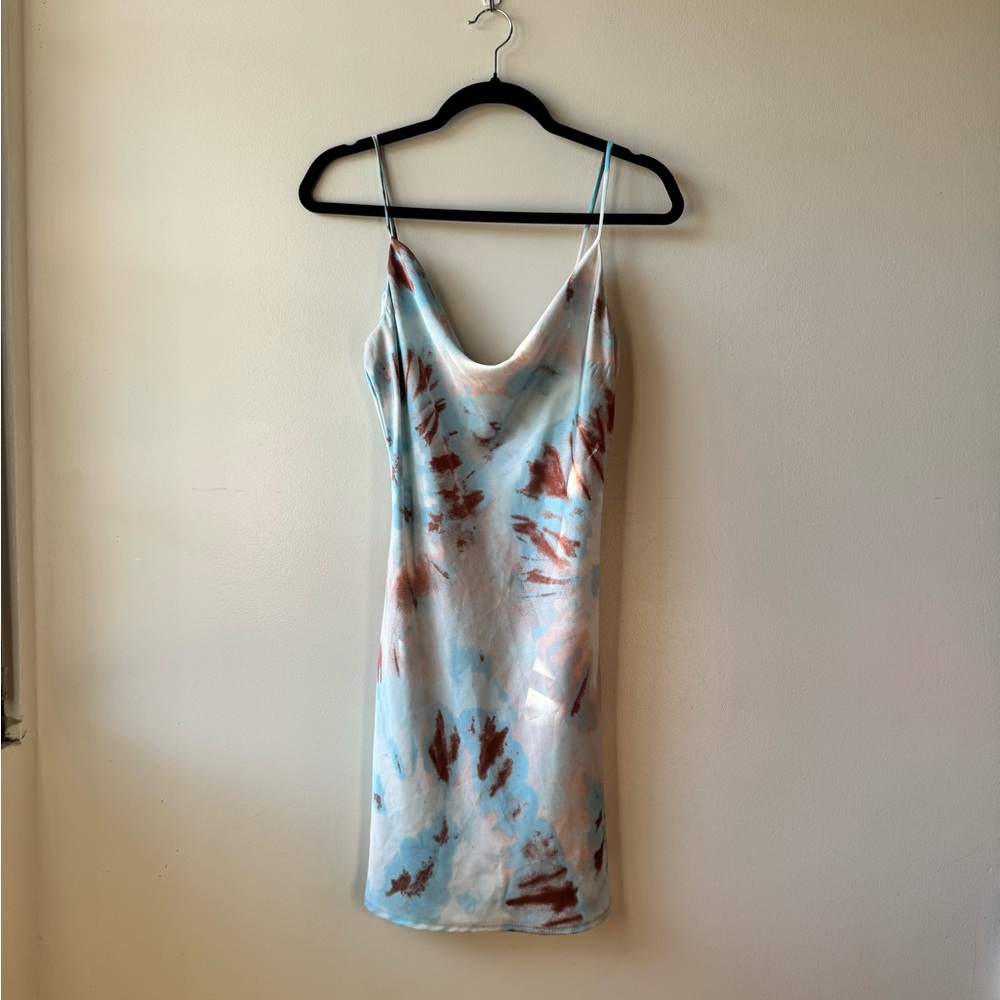 Audrey 3+1 Tie-Dye Mini Dress in Blue and Brown
